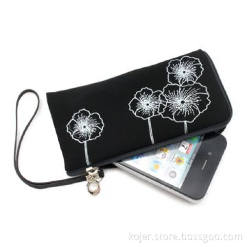 Pouch for Apple's iPhone 4, Made of Velvet Material, Quality Metal Zipper Slider and Lanyard